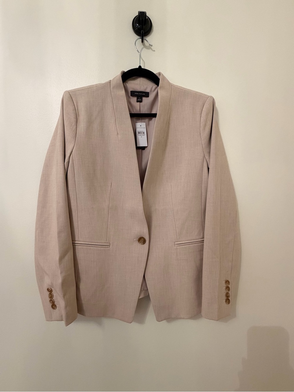 Ann Taylor Long Collarless Blazer in Fluid Crepe